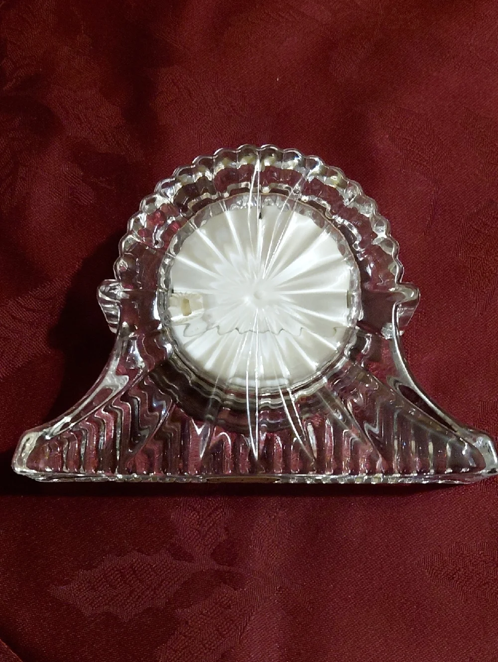 Vintage Crystal Clear Clock - Clear Glass with White Dial. Battery Not Included.